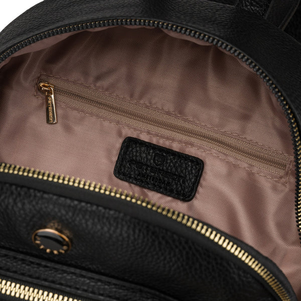 Peterson moteriška maža miesto kuprinė–rankinė 2in1 per petį, juoda, iš ekologiškos odos D92