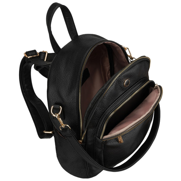 Peterson moteriška maža miesto kuprinė–rankinė 2in1 per petį, juoda, iš ekologiškos odos D92