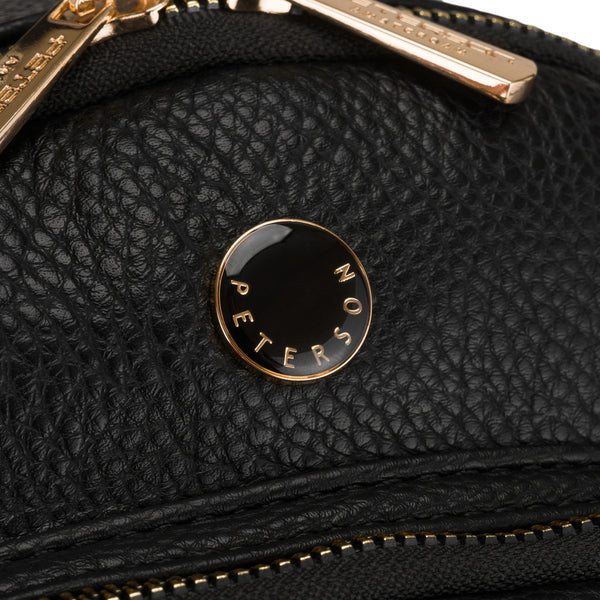 Peterson moteriška maža miesto kuprinė–rankinė 2in1 per petį, juoda, iš ekologiškos odos D92