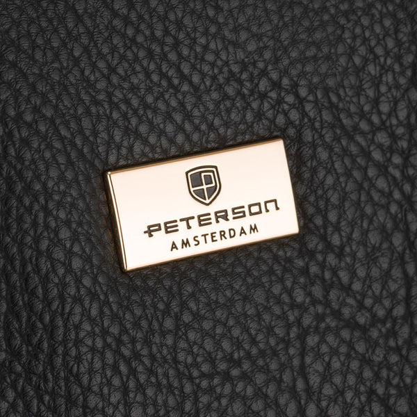 Peterson moteriška maža miesto kuprinė–rankinė 2in1, juoda, iš ekologiškos odos D55