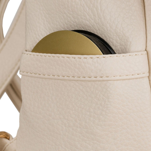 Peterson moteriška maža miesto kuprinė–rankinė 2in1, dygsniuota, smėlio spalvos, iš ekologiškos odos D54