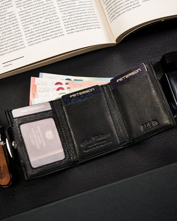 Vyriška piniginė Peterson, juoda, odinė