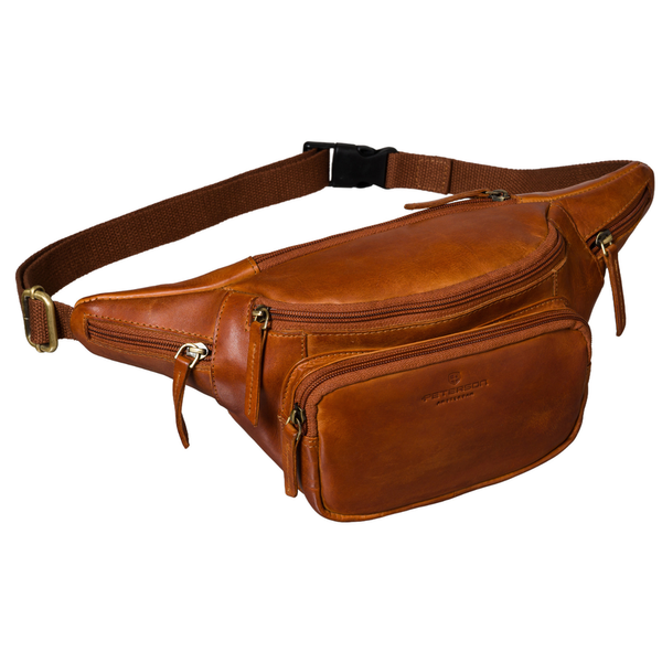 Peterson vyriška maža odinė juosmens ir per petį nešiojama rankinė (crossbody), ruda RT7