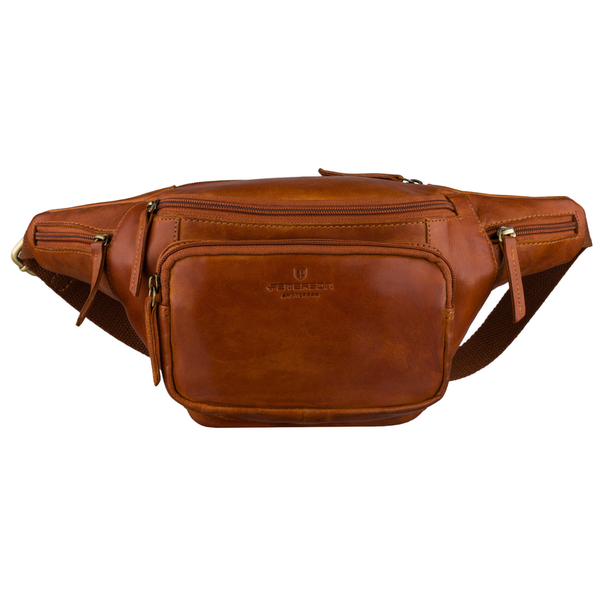Peterson vyriška maža odinė juosmens ir per petį nešiojama rankinė (crossbody), ruda RT7