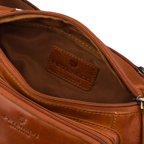 Peterson vyriška maža odinė juosmens ir per petį nešiojama rankinė (crossbody), ruda RT7