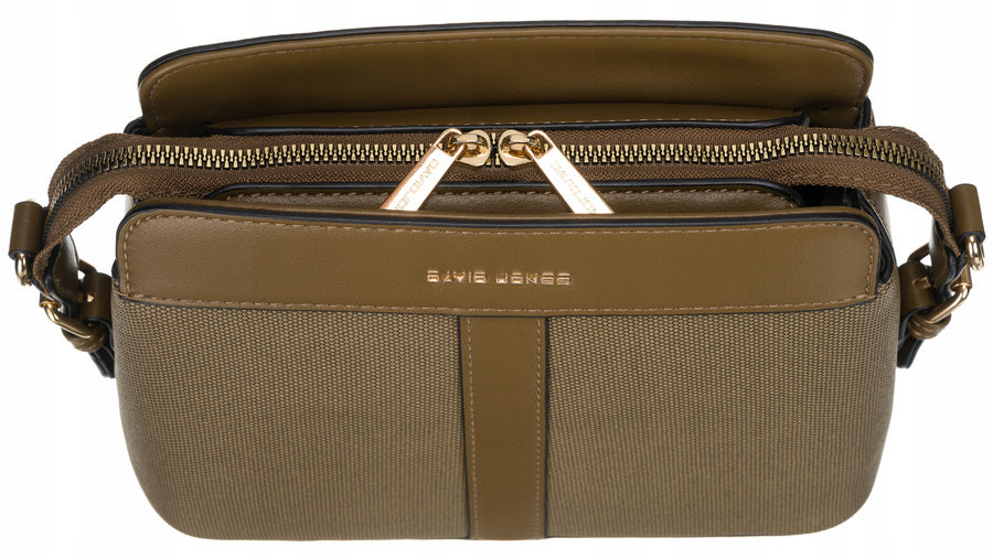 Moteriška miesto rankinė per petį „David Jones“, ekologiška oda, khaki D6