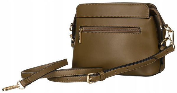 Moteriška miesto rankinė per petį „David Jones“, ekologiška oda, khaki D6
