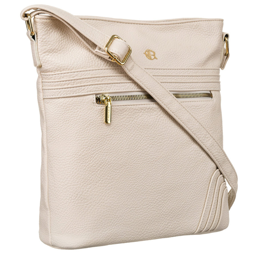 Minimalistinė moteriška „Rovicky“ crossbody rankinė per petį su kišenėmis, smėlio, dirbtinė oda RP54