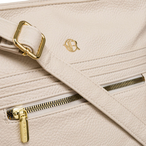 Minimalistinė moteriška „Rovicky“ crossbody rankinė per petį su kišenėmis, smėlio, dirbtinė oda RP54