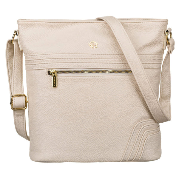 Minimalistinė moteriška „Rovicky“ crossbody rankinė per petį su kišenėmis, smėlio, dirbtinė oda RP54