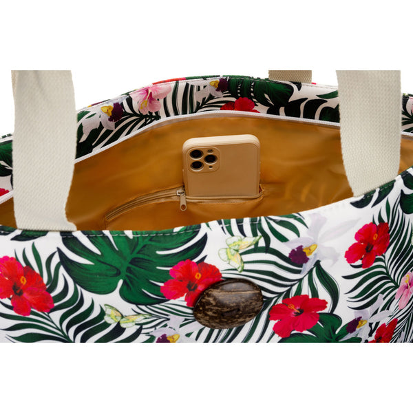 Moteriška shopper rankinė su gėlių motyvais ir patogiomis rankenomis DS47