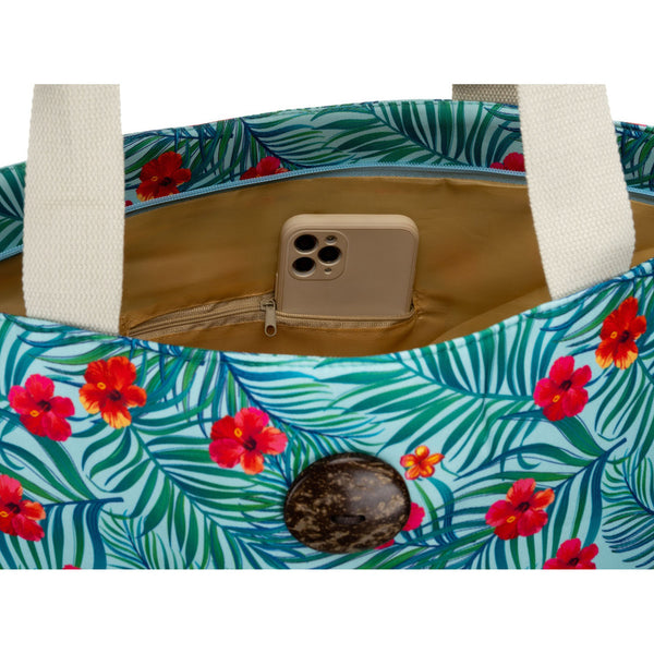 Moteriška shopper tipo rankinė su gėlių raštu ir patogiomis rankenomis DS48