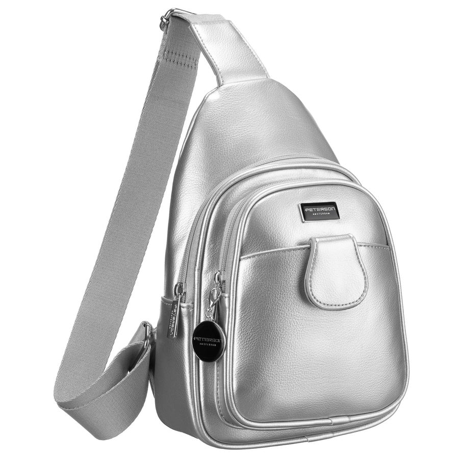 Moteriška sidabrinė „Peterson“ juosmens rankinė per petį (crossbody) iš eko odos RT36