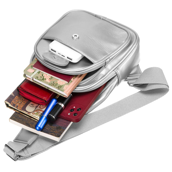Moteriška sidabrinė „Peterson“ juosmens rankinė per petį (crossbody) iš eko odos RT36