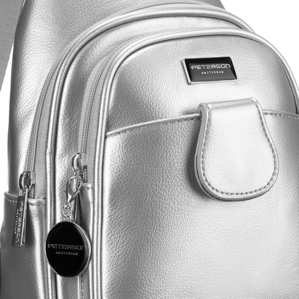 Moteriška sidabrinė „Peterson“ juosmens rankinė per petį (crossbody) iš eko odos RT36