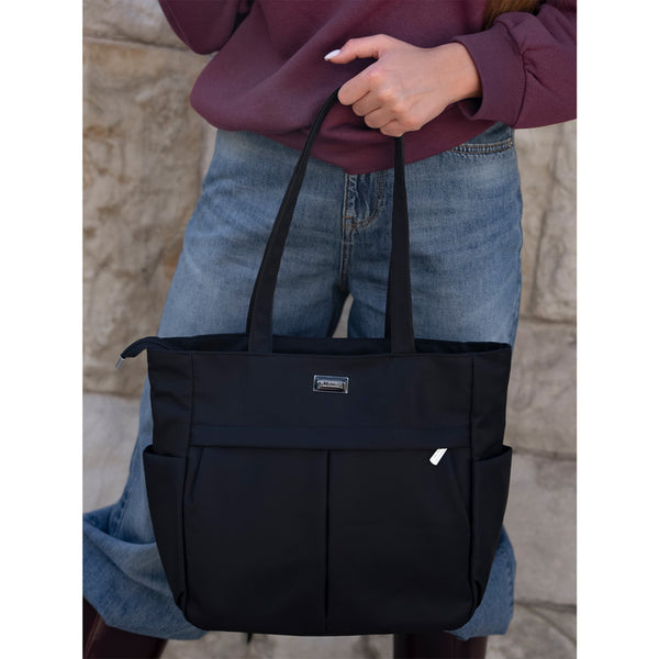 Moteriška „Peterson“ shopper tipo rankinė A4 formato, juoda, iš dirbtinės odos RM2