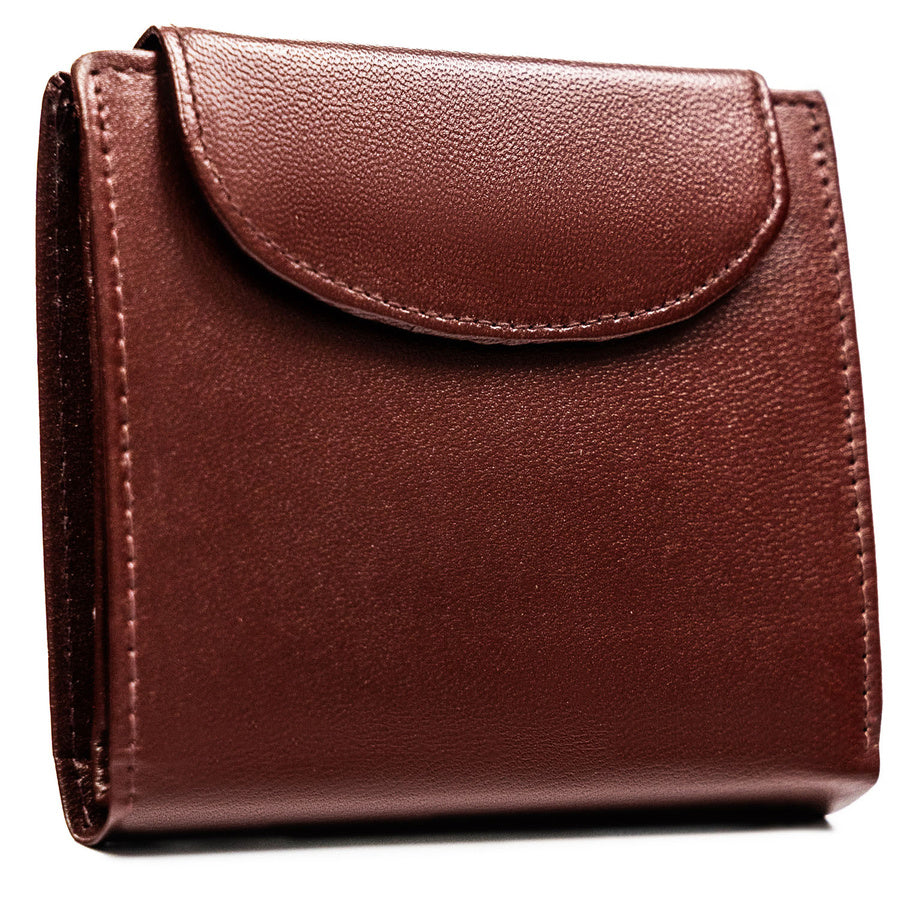 Nedidelė moteriška natūralios odos piniginė 4U Cavaldi, bordo, su spaude TL14