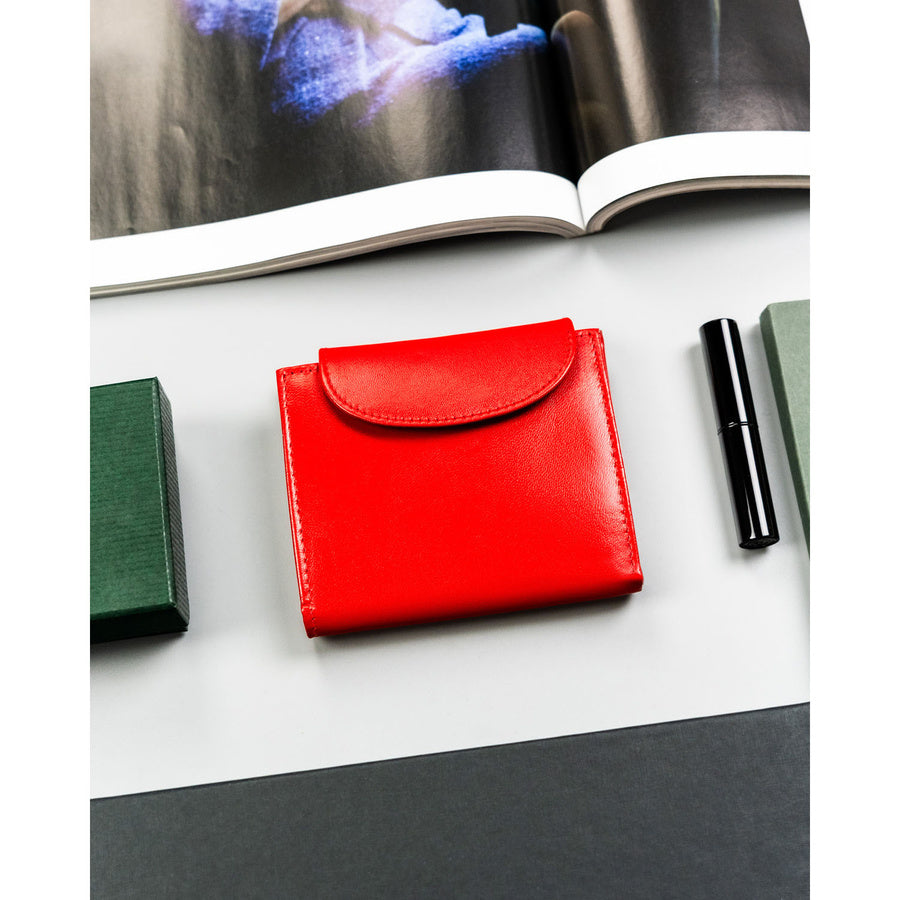 Nedidelė moteriška natūralios odos piniginė 4U Cavaldi, raudona, su spaude TL15