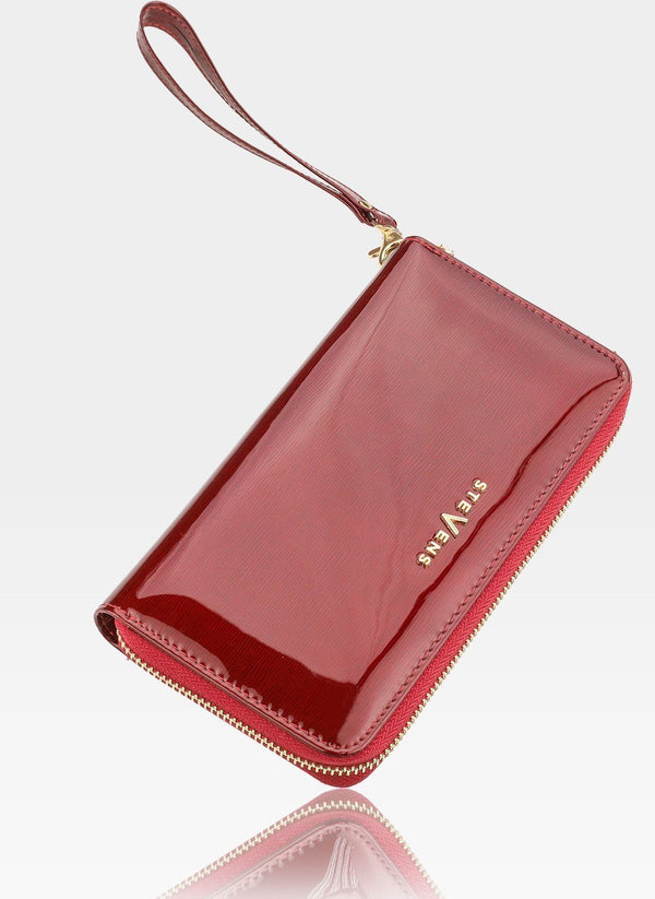 Moteriška odinė piniginė STEVENS raudona su RFID apsauga D1881