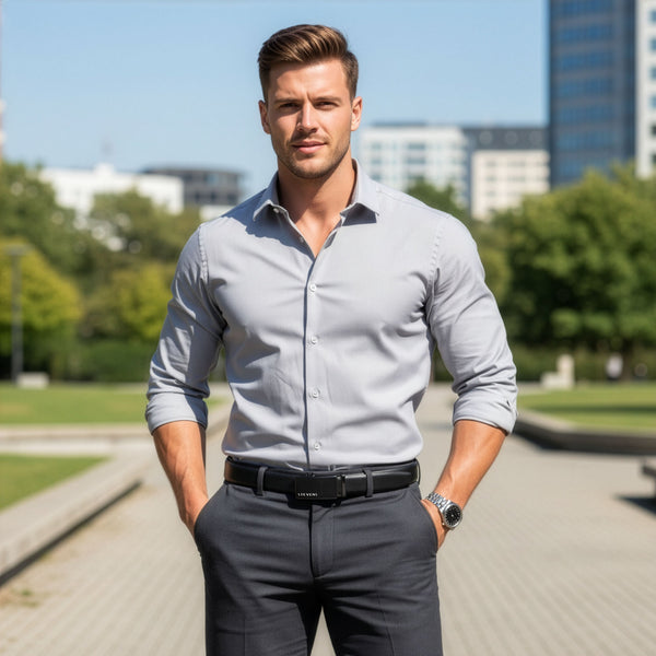 Vyriškas odinis diržas Stevens, juodas, automatinė sagtis 2505
