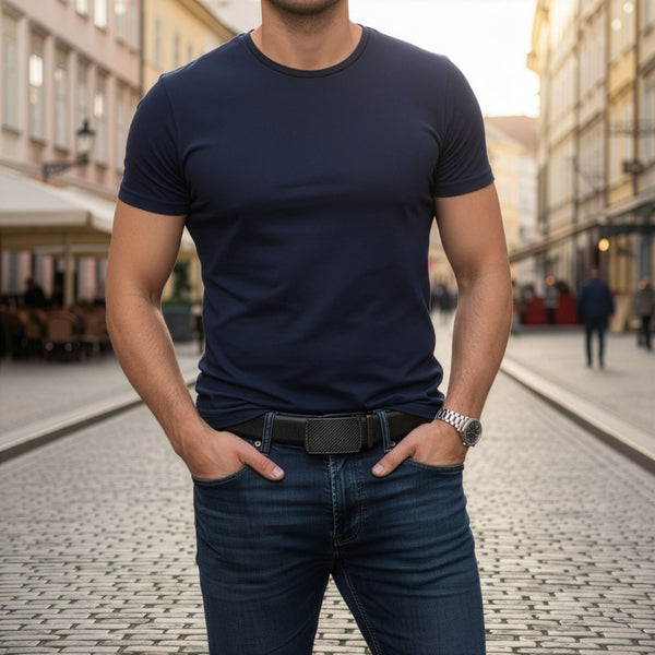 Vyriškas odinis diržas Stevens, juodas, automatinė sagtis 2507
