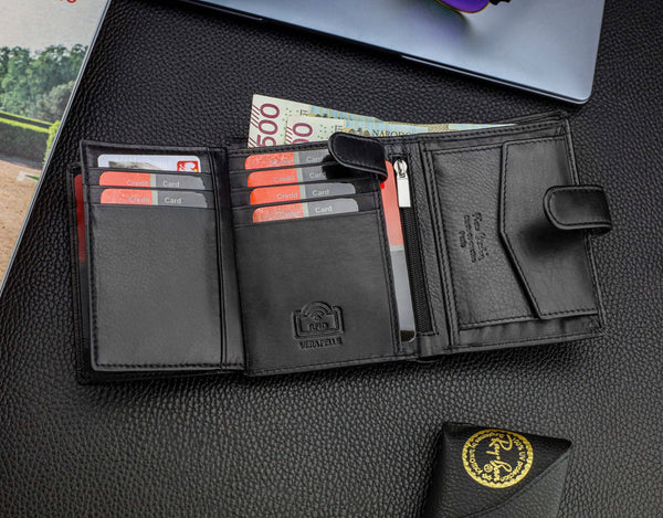 Vyriška odinė piniginė Pierre Cardin, juoda, RFID apsauga A623406