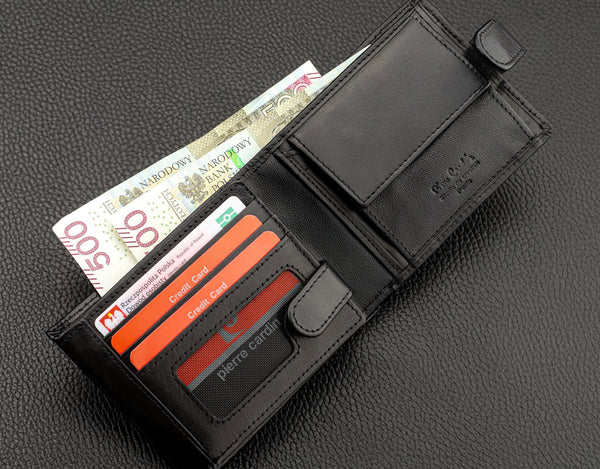 Vyriška odinė piniginė Pierre Cardin, juoda, RFID apsauga A423706