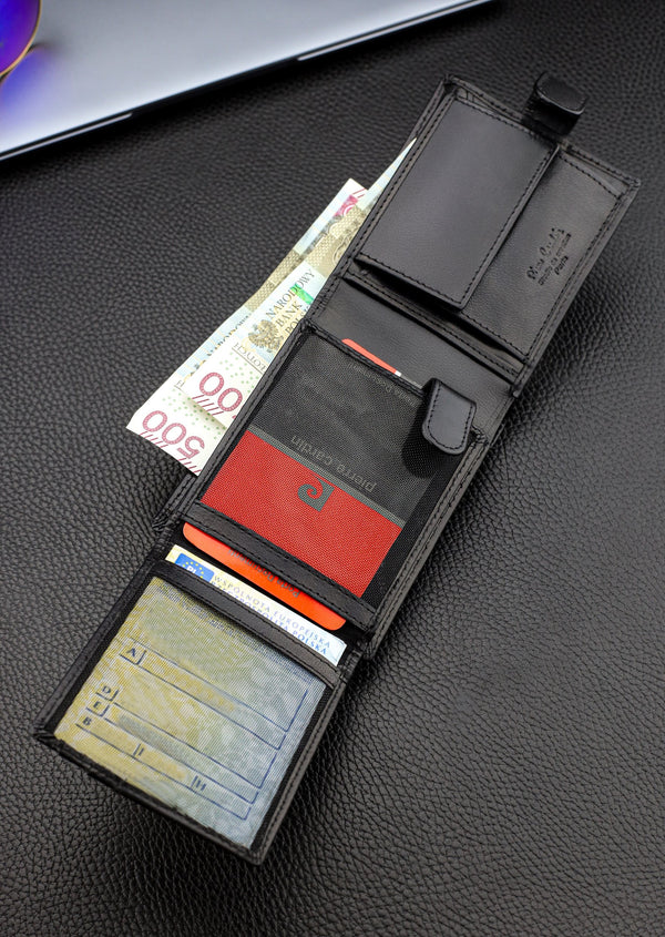 Vyriška odinė piniginė Pierre Cardin, juoda, RFID apsauga A423706