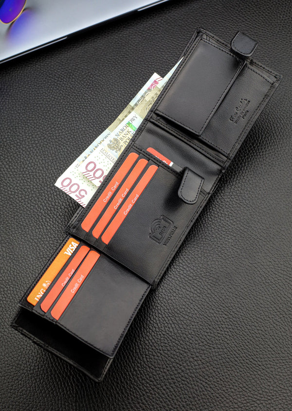 Vyriška odinė piniginė Pierre Cardin, juoda, RFID apsauga A423706