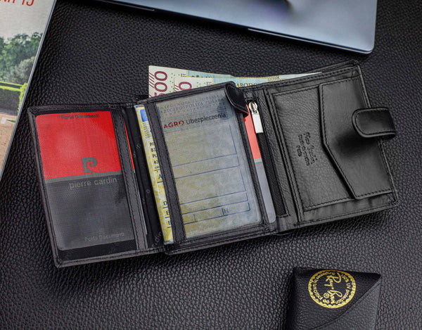 Vyriška odinė piniginė Pierre Cardin, juoda, RFID apsauga A623706