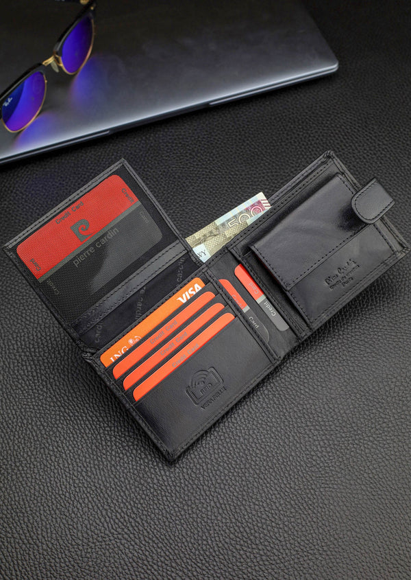 Vyriška odinė piniginė Pierre Cardin, juoda, RFID apsauga A5288706