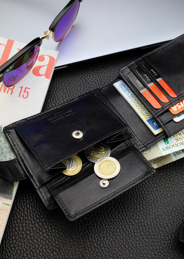 Vyriška odinė piniginė Pierre Cardin, juoda, RFID apsauga A6088706