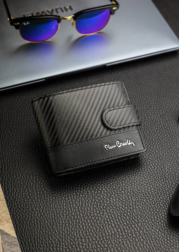 Vyriška odinė piniginė Pierre Cardin, juoda, RFID apsauga A323706