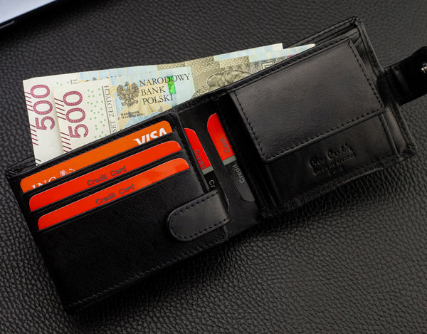 Vyriška odinė piniginė Pierre Cardin, juoda, RFID apsauga A323706