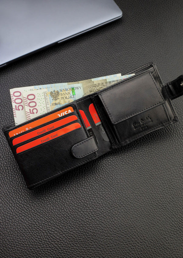 Vyriška odinė piniginė Pierre Cardin, juoda, RFID apsauga A323706