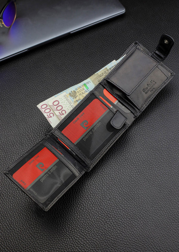 Vyriška odinė piniginė Pierre Cardin, juoda, RFID apsauga A323706