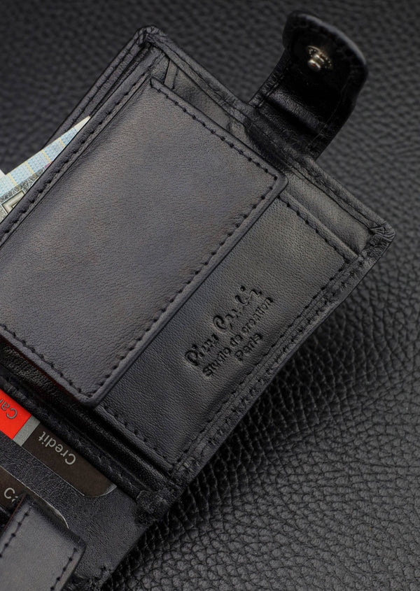 Vyriška odinė piniginė Pierre Cardin, juoda, RFID apsauga A323706