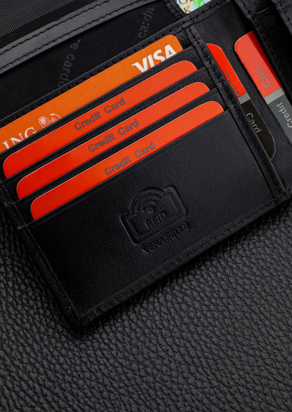 Vyriška piniginė Pierre Cardin, su RFID apsauga, juoda odinė A5288206