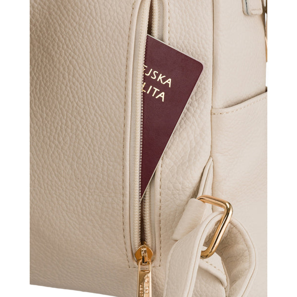 Peterson moteriška 2in1 miesto kuprinė–rankinė iš ekologiškos odos, smėlio spalvos, su užtrauktuku D93