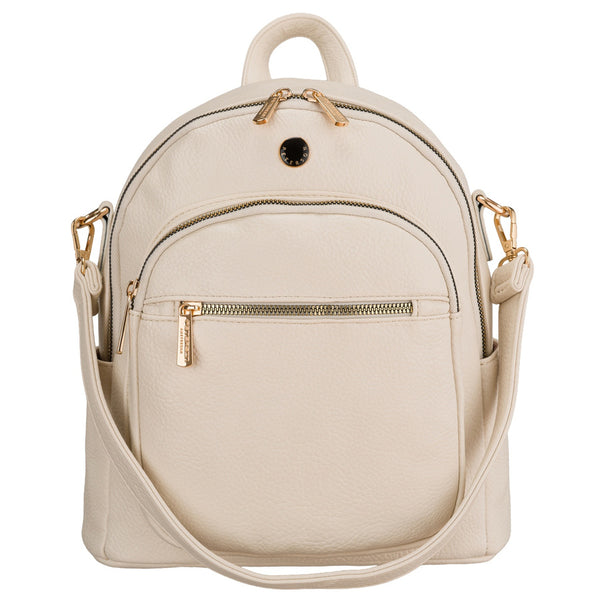 Peterson moteriška 2in1 miesto kuprinė–rankinė iš ekologiškos odos, smėlio spalvos, su užtrauktuku D93