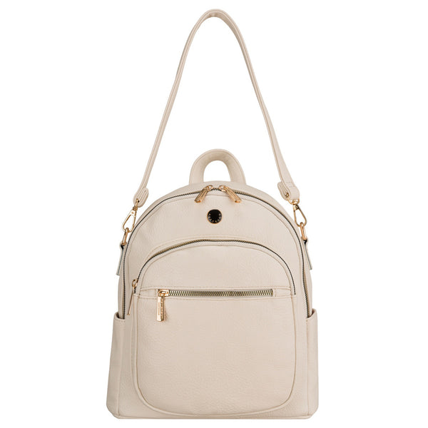 Peterson moteriška 2in1 miesto kuprinė–rankinė iš ekologiškos odos, smėlio spalvos, su užtrauktuku D93