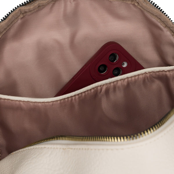 Peterson moteriška 2in1 miesto kuprinė–rankinė iš ekologiškos odos, smėlio spalvos, su užtrauktuku D93