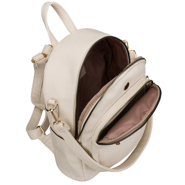 Peterson moteriška 2in1 miesto kuprinė–rankinė iš ekologiškos odos, smėlio spalvos, su užtrauktuku D93