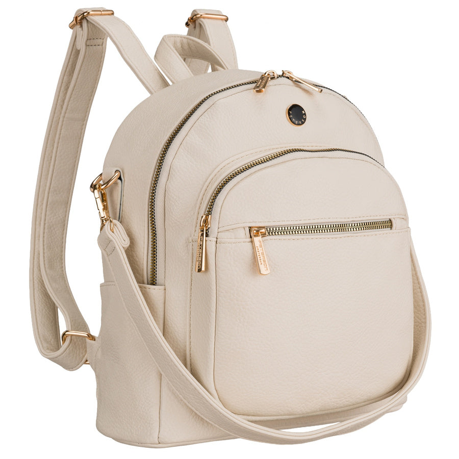 Peterson moteriška 2in1 miesto kuprinė–rankinė iš ekologiškos odos, smėlio spalvos, su užtrauktuku D93