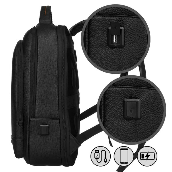 Juoda tekstilinė kelioninė kuprinė „Peterson“ nešiojamajam kompiuteriui su tvirtinimu prie lagamino K45