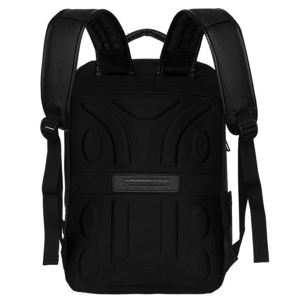 Juoda tekstilinė kelioninė kuprinė „Peterson“ nešiojamajam kompiuteriui su tvirtinimu prie lagamino K45