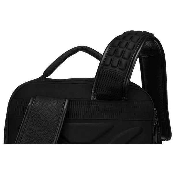 Juoda tekstilinė kelioninė kuprinė „Peterson“ nešiojamajam kompiuteriui su tvirtinimu prie lagamino K45