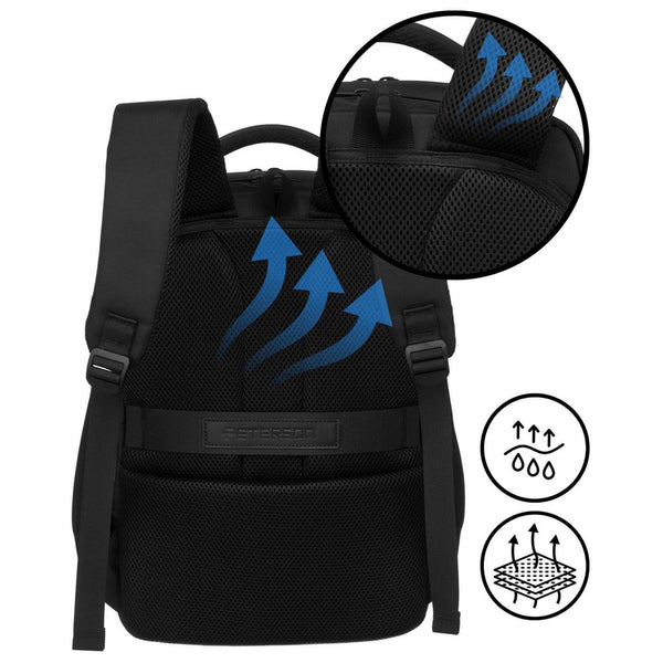 Juoda tekstilinė kelioninė kuprinė „Peterson“ su reguliuojamomis petnešomis K50