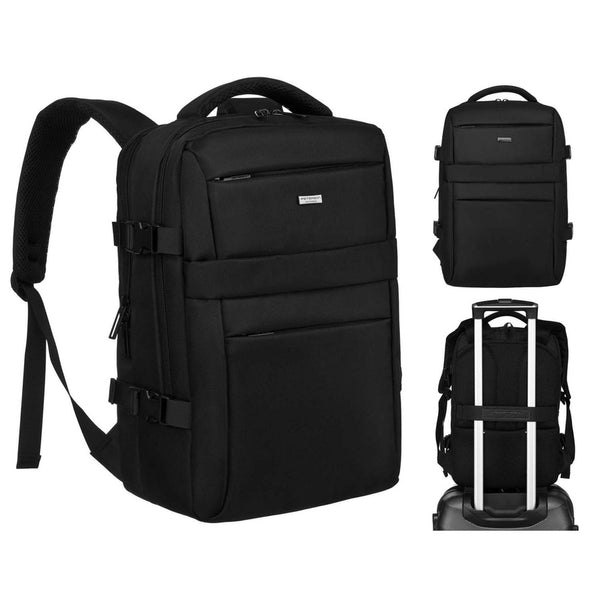 Juoda tekstilinė kelioninė kuprinė „Peterson“ su reguliuojamomis petnešomis K50