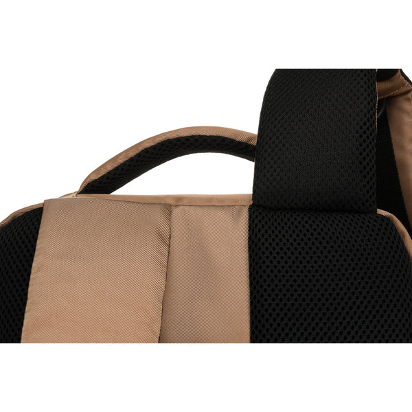 Smėlio spalvos poliesterinė kelioninė kuprinė „Peterson“ su kvėpuojančiomis petnešomis K56